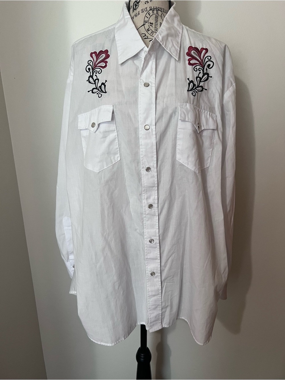 High Noon Men’s XLG Western Shirt Pearl Snap Floral Embroidered